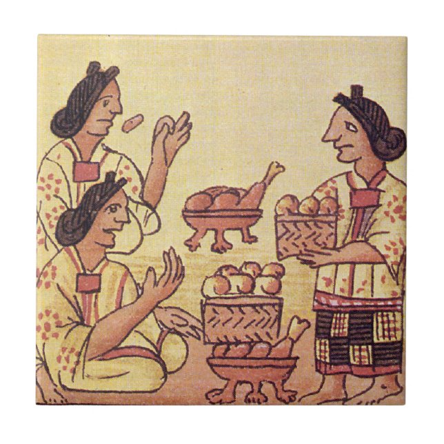 Aztec Women at a Banquet Tile (Front)