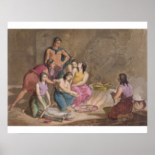 Aztec women making maize bread, Mexico, from 'Le C Poster