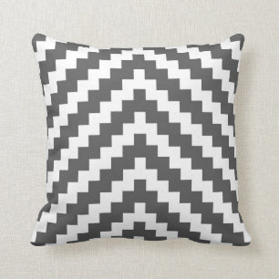 Aztec Zigzag in Charcoal and White Cushion