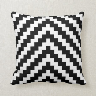 Aztec ZigZag Pattern in Black and White Cushion