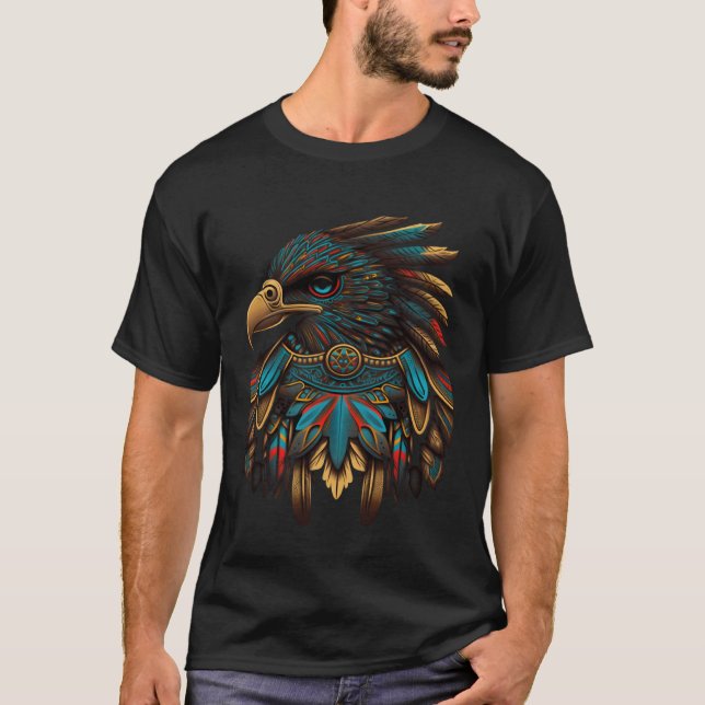 Azteca Falcon Traditional Aztec Colorful Mexican A T-Shirt (Front)