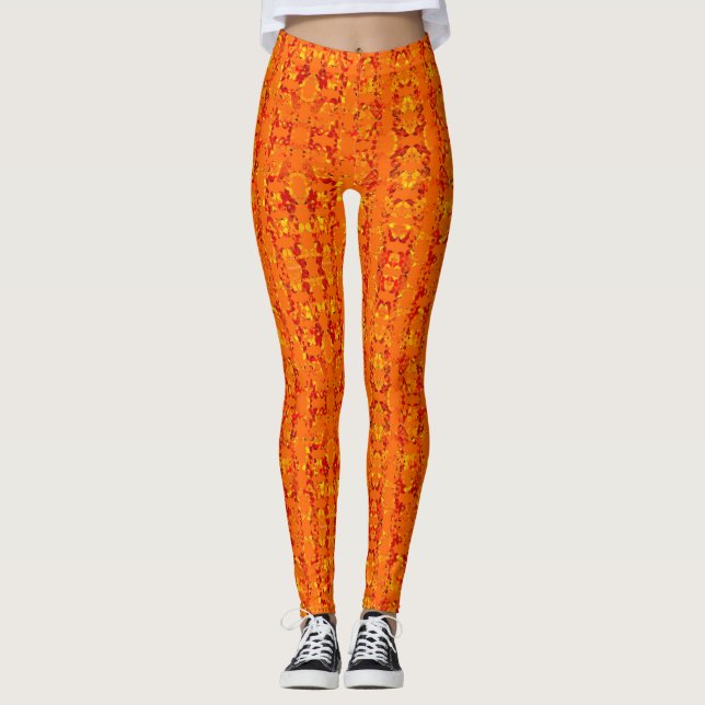 Aztek Orange leggings (Front)