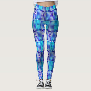 Azuis claros e escuro, shapes retangulares manchas leggings