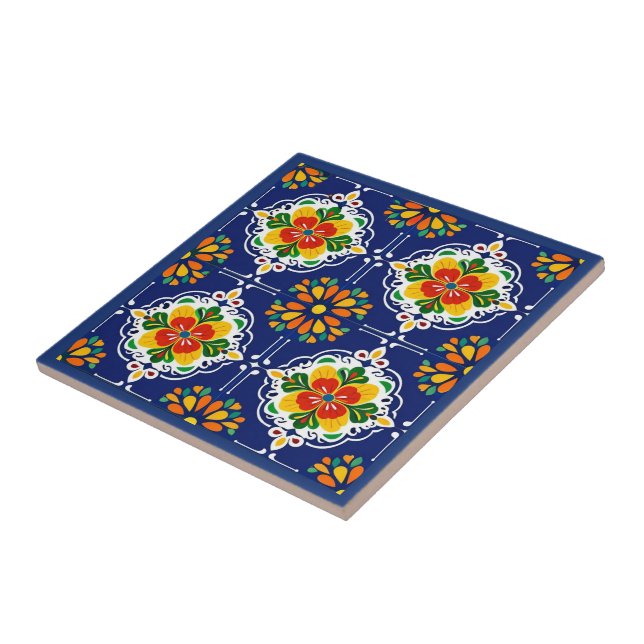 Azul Flor Mosaic Ceramic Tile (Side)