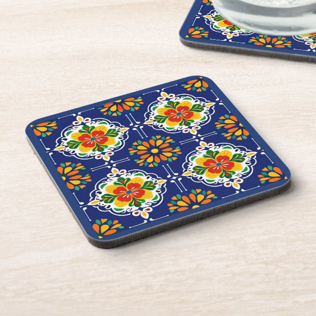 Azul Flor Mosaic Coaster (Left Side)