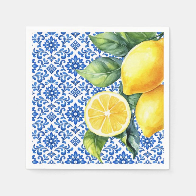 Azul & Limone Romance Azul Tile Napkin (Front)