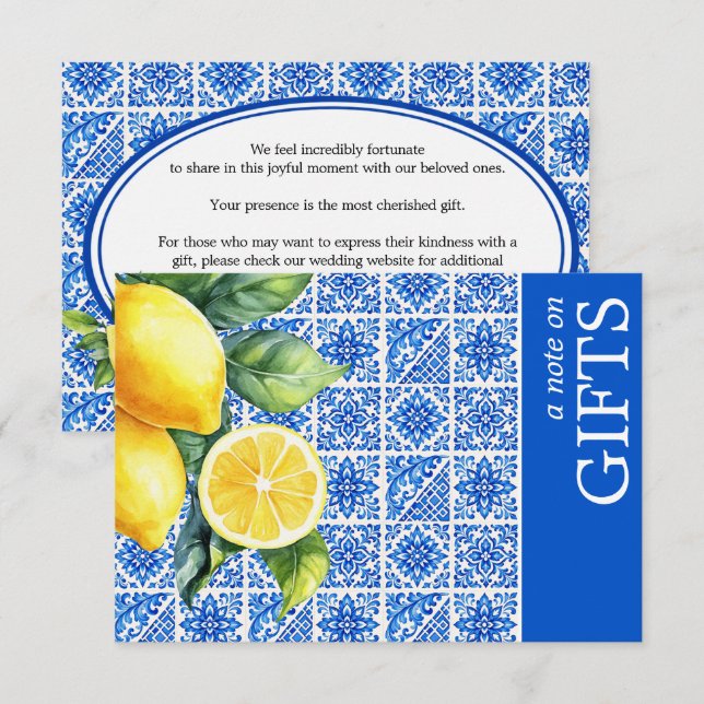 💙🍋Azul & Limone Romance Note on Gifts  Enclosure Card (Front/Back)
