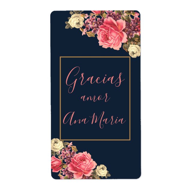 Azul marino Rosa "infundida de amor" personalizada (Front)