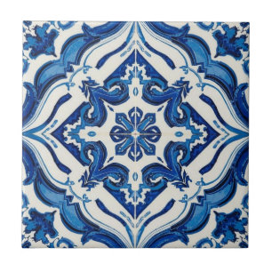 Azulejo blue and white mosaic vintage bulk ceramic tile