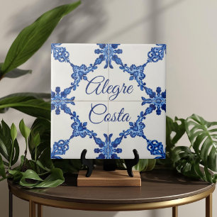 Azulejo Blue Custom House Name Plate Plaque Sign Ceramic Tile