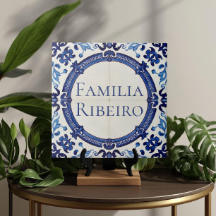 Azulejo Blue Custom House Name Plate Plaque Sign Ceramic Tile