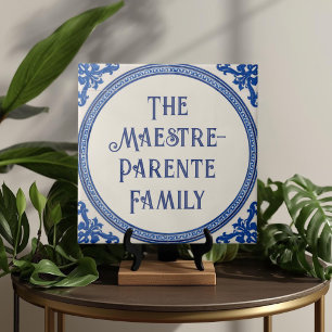 Azulejo Blue Custom House Name Plate Plaque Sign Ceramic Tile