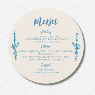 Azulejo Blue Wedding Menu