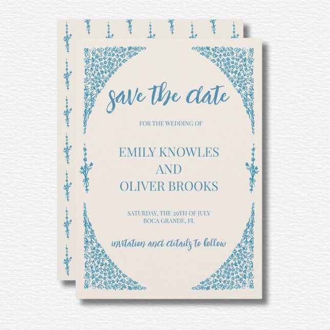 Azulejo Blue Wedding Save The Date (Creator Uploaded)