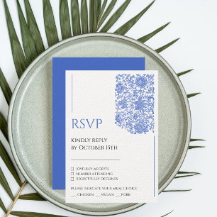 Azulejo Chinoiserie Blue Floral Regency RSVP Enclosure Card