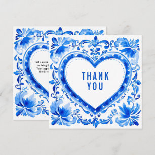 💙Azulejo Heart Thank‑You Tile Thank You Card