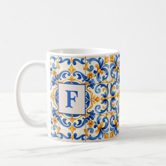 Azulejo Initial Power Coffee Mug (Left)