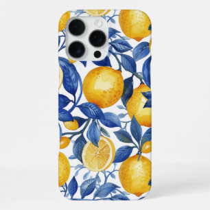 Azulejo Lemons Blue Leaves  iPhone 16 Pro Max Case