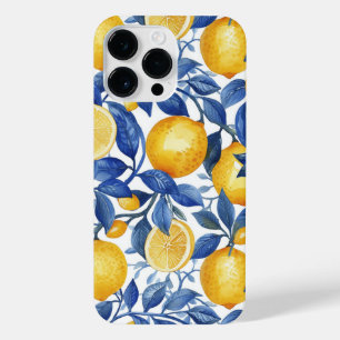 Azulejo Lemons Blue Leaves  iPhone 14 Pro Max Case
