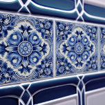 Azulejo Lisbon Patterned Talavera Ceramic Design Ceramic Tile<br><div class="desc">Indigo Azulejo Blue Portuguese Lisbon decorative Talavera ceramic tiles are a beautiful and unique addition to any home. A high-quality product with a timeless aesthetic. The blue colour of the tiles is inspired by the indigo blue of Lisbon's famous azulejo tiles, adding a touch of history and culture to your...</div>