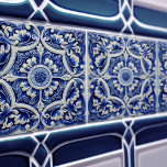 Azulejo Lisbon Patterned Talavera Ceramic Design Ceramic Tile<br><div class="desc">Indigo Azulejo Blue Portuguese Lisbon decorative Talavera ceramic tiles are a beautiful and unique addition to any home. A high-quality product with a timeless aesthetic. The blue colour of the tiles is inspired by the indigo blue of Lisbon's famous azulejo tiles, adding a touch of history and culture to your...</div>