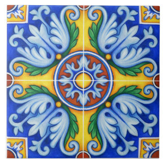Azulejo Lisbon Patterned Talavera Ceramic Design  Ceramic Tile