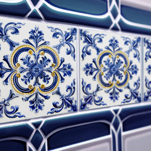 Azulejo Lisbon Patterned Talavera Ceramic Design Tile