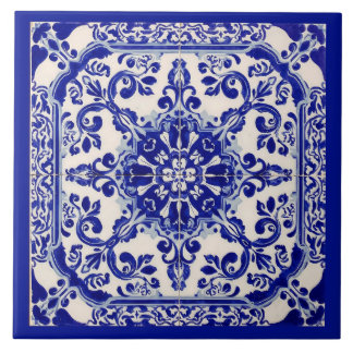 Azulejo Mediterranean Blue White Ceramic Tile