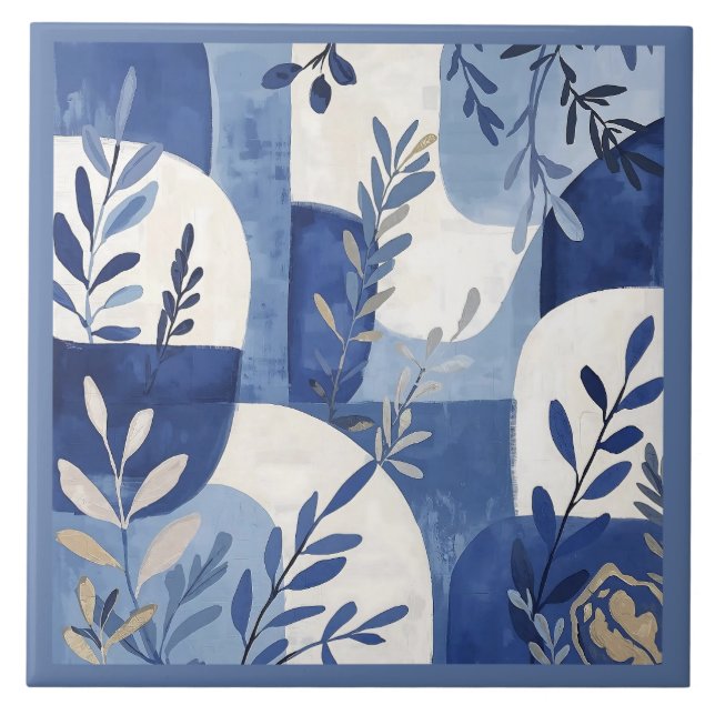 Azulejo Mediterranean Blue White Ceramic Tile (Front)