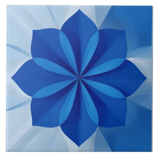 Azulejo Mediterranean Blue White Ceramic Tile (Front)
