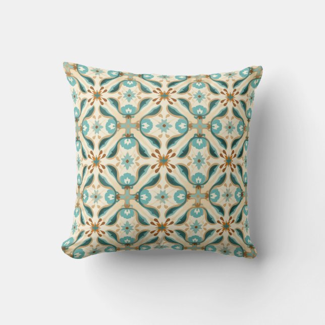 Azulejo Minty Mocha Mosaic Cushion (Front)