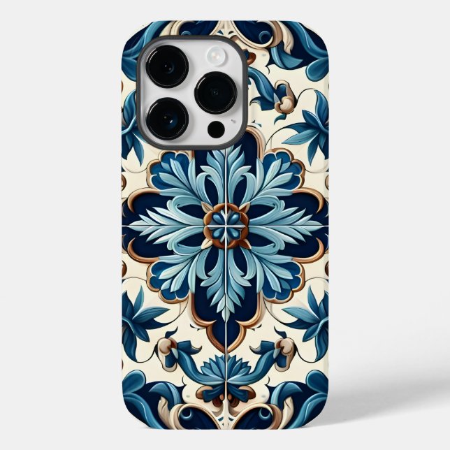 Azulejo Porcelain Blue Tile Mediterranean Pattern Case-Mate iPhone Case (Back)