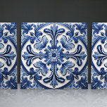 Azulejo Portuguese Marine Lisbon Ornamental Art Ceramic Tile<br><div class="desc">Indigo Azulejo Blue Portuguese Lisbon decorative ceramic tiles are a beautiful and unique addition to any home. A high-quality product with a timeless aesthetic. The blue colour of the tiles is inspired by the indigo blue of Lisbon's famous azulejo tiles, adding a touch of history and culture to your space....</div>