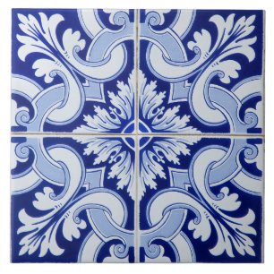 Azulejo Portuguese Mediterranean Blue White Ceramic Tile