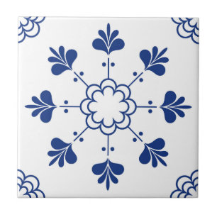 Azulejo Portuguese Mediterranean Blue White Ceramic Tile