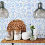 Azulejo Portuguese Mediterranean Modern Blue White Ceramic Tile<br><div class="desc">This ceramic tile is perfect for a modern new old traditional interior design or backsplash. The tile features a Portuguese Mediterranean style pattern in stylish fresh light blue and white colour, perfect for any space. Use it as an accent piece in your kitchen, bathroom or living room. Available in two...</div>