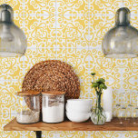 Azulejo Portuguese Mediterranean Yellow White 3 Ceramic Tile<br><div class="desc">This ceramic tile is perfect for interior design or backsplash. The tile features a Portuguese Mediterranean style pattern in warm yellow and white colour,  perfect for any space. Use it as an accent piece in your kitchen,  bathroom or living room. Available in two sizes. Cover photo credit: Uliana Kopanytsia</div>