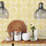 Azulejo Portuguese Mediterranean Yellow White 4 Ceramic Tile<br><div class="desc">This ceramic tile is perfect for interior design or backsplash. The tile features a Portuguese Mediterranean style pattern in warm yellow and white colour, perfect for any space. Use it as an accent piece in your kitchen, bathroom or living room. Available in two sizes 4.25 x 4.25 and 6 x...</div>