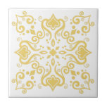 Azulejo Portuguese Mediterranean Yellow White A01a Ceramic Tile<br><div class="desc">Stylish Original Azulejo Portuguese Mediterranean Traditional but still Modern style pattern ceramic tile warm light yellow on a white background. Perfect for interior design or backsplash. For other colour variations contact the designer. You can check how the pattern looks like when the tiles are put together on this link: https://www.zazzle.com/azulejo_yellow_white_pattern_a01a_scrapbook_paper-256633987546354180...</div>