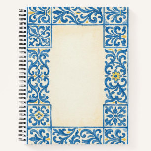 Azulejo Portuguese stationary watercolor design Notebook