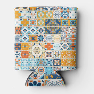 Azulejo Portuguese Tiles: Multicolor Vintage Can Cooler