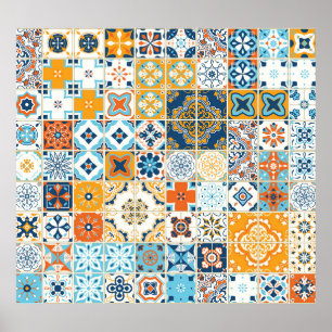 Azulejo Portuguese Tiles: Multicolor Vintage Poster