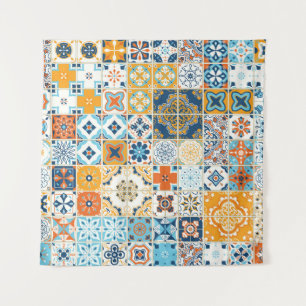Azulejo Portuguese Tiles: Multicolor Vintage Tapestry
