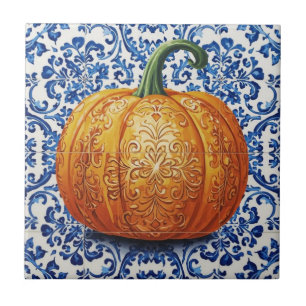 Azulejo pumpkin orange mosaic vintage bulk ceramic tile