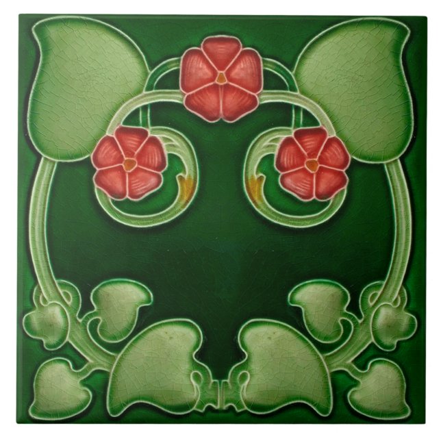 Azulejo Tile art nouveau style decorative fireplac (Front)