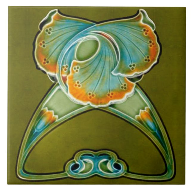 Azulejo Tile art nouveau style decorative fireplac (Front)