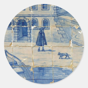 Azulejo tile classic round sticker