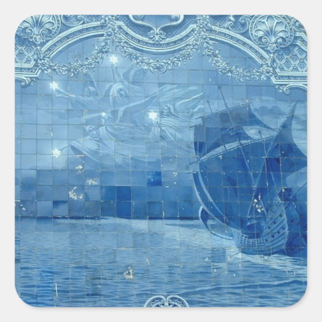 Azulejo tile square sticker (Front)