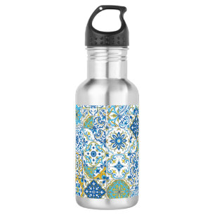 Azulejo tiles in blue and yellow 532 ml water bottle