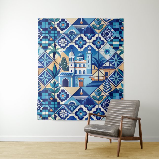 Azulejo Tiles Pattern Tapestry (In Situ)